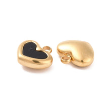 Load image into Gallery viewer, Petite Black and Gold Heart Charm