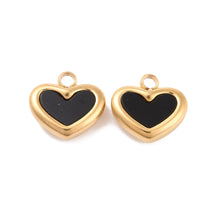 Load image into Gallery viewer, Petite Black and Gold Heart Charm