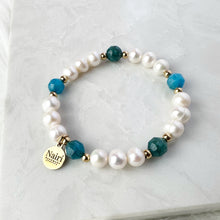 Load image into Gallery viewer, Blue and Pearls Bracelet