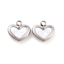 Load image into Gallery viewer, Petite White and Silver Heart Charm