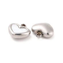 Load image into Gallery viewer, Petite White and Silver Heart Charm