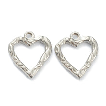 Load image into Gallery viewer, Hollow Outlined Heart Silver Charm