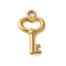 Load image into Gallery viewer, Small Skeleton Key Gold Charm