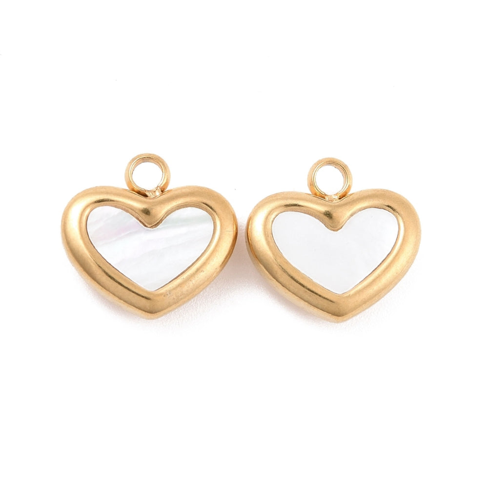 Petite White and Gold Heart Charm