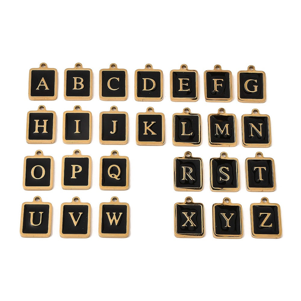 Enamel Black Initials Charm