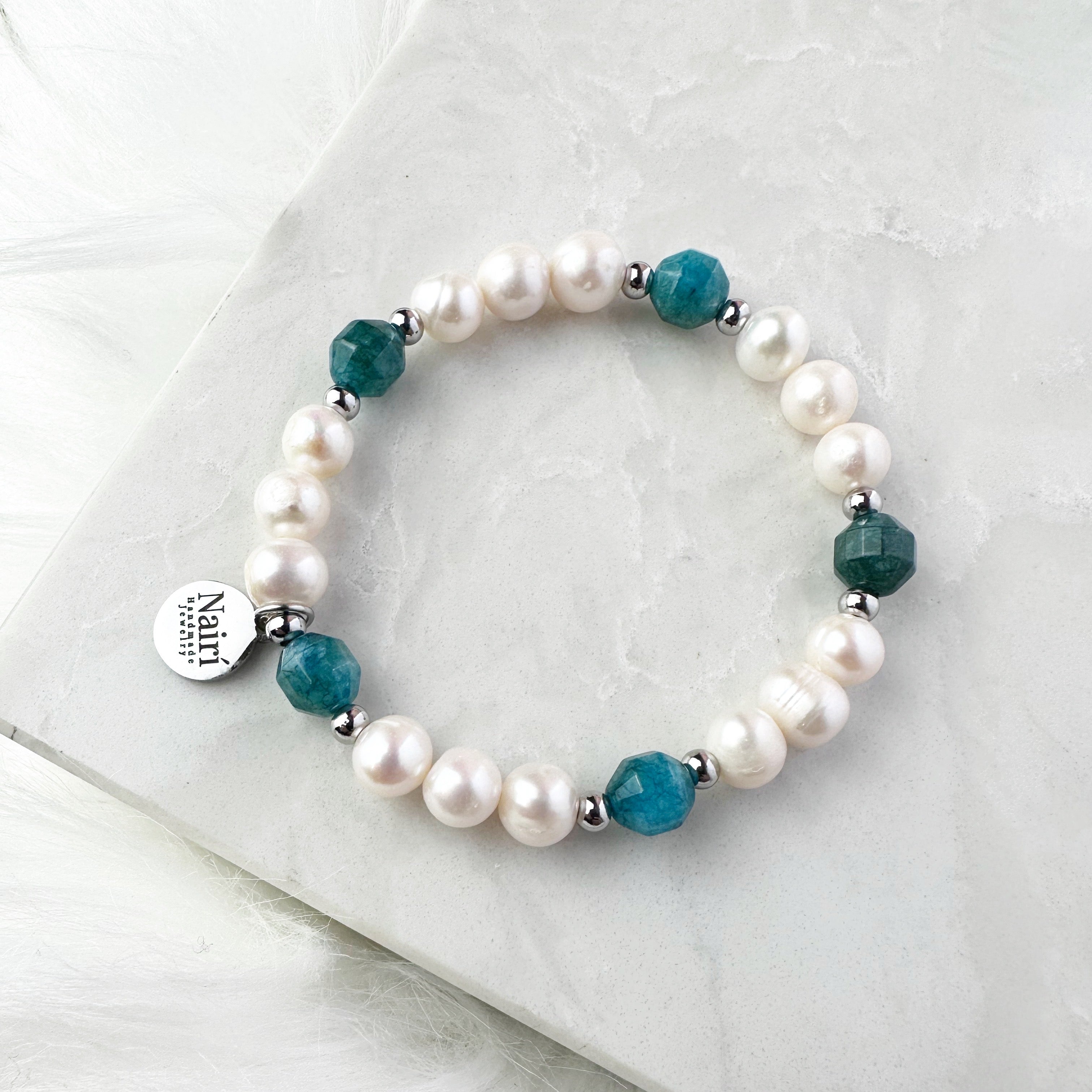 Blue and Pearls Bracelet