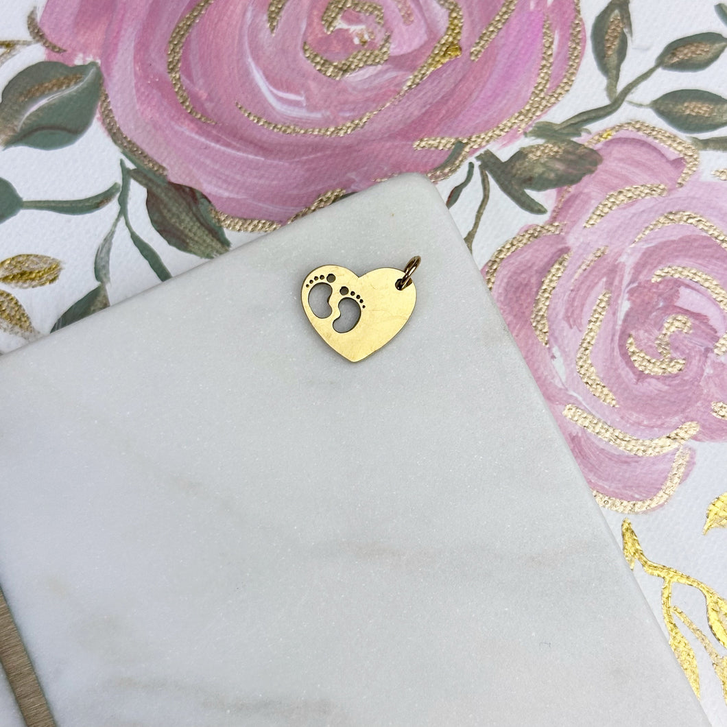 Heart-Shaped Baby Footprint Charm