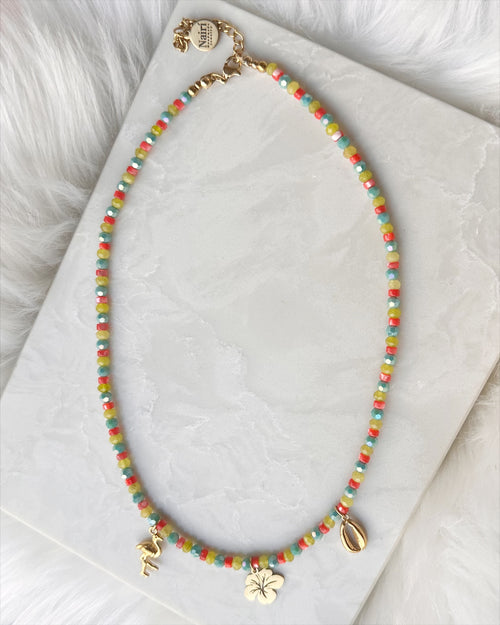 Colorful Hibiscus Charm Necklace