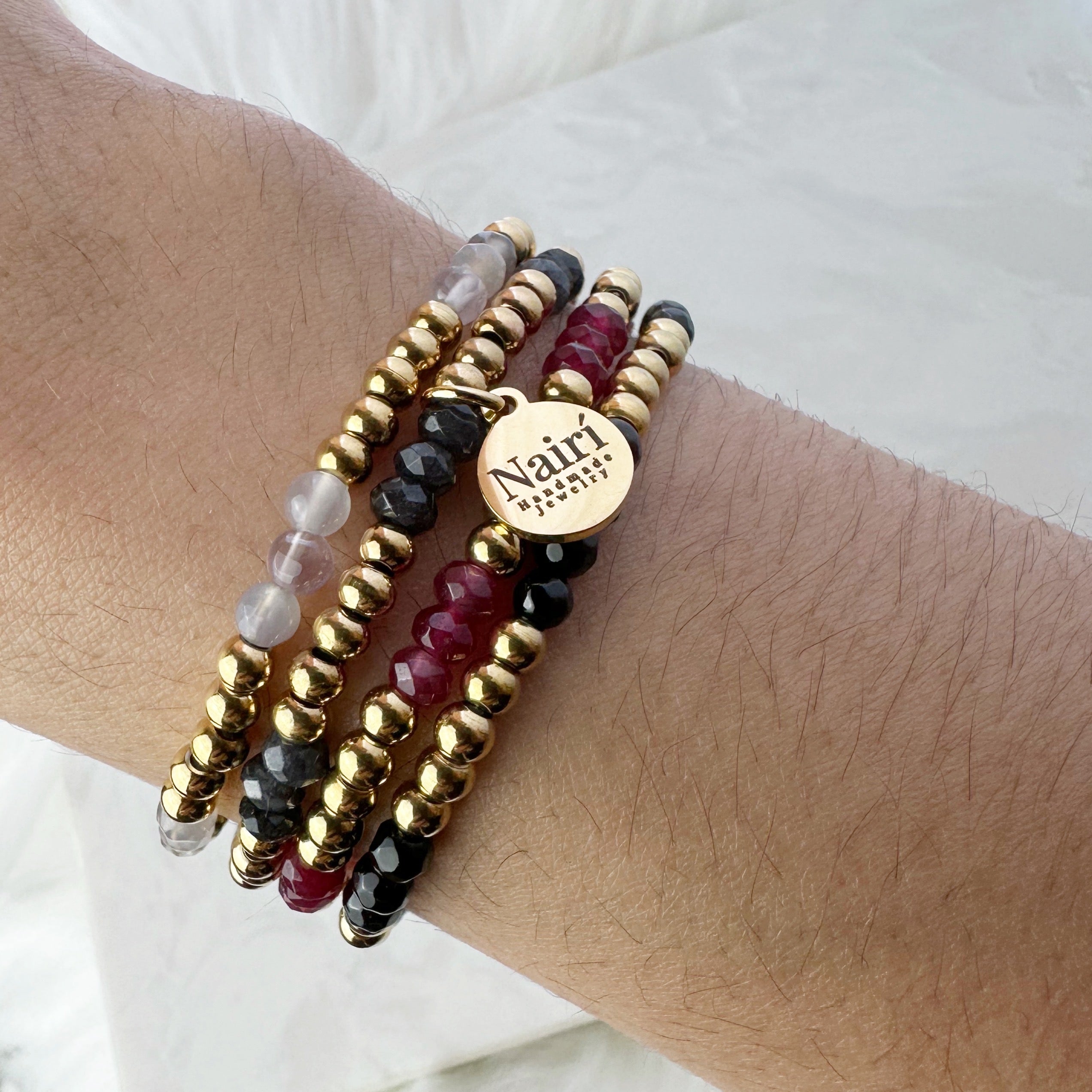 Black Stackable Gemstone Bracelet
