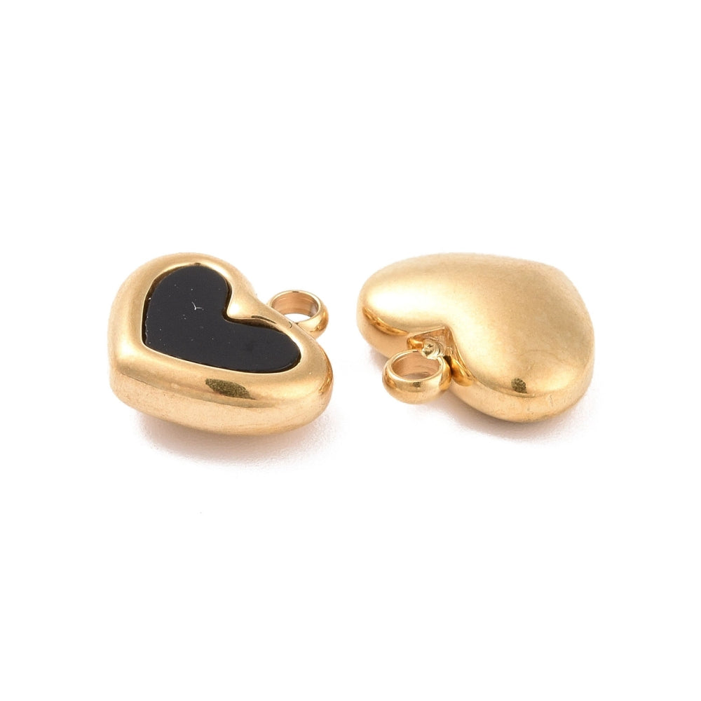Petite Black and Gold Heart Charm