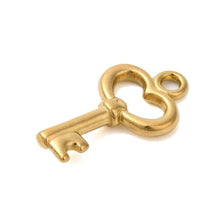 Load image into Gallery viewer, Small Skeleton Key Gold Charm
