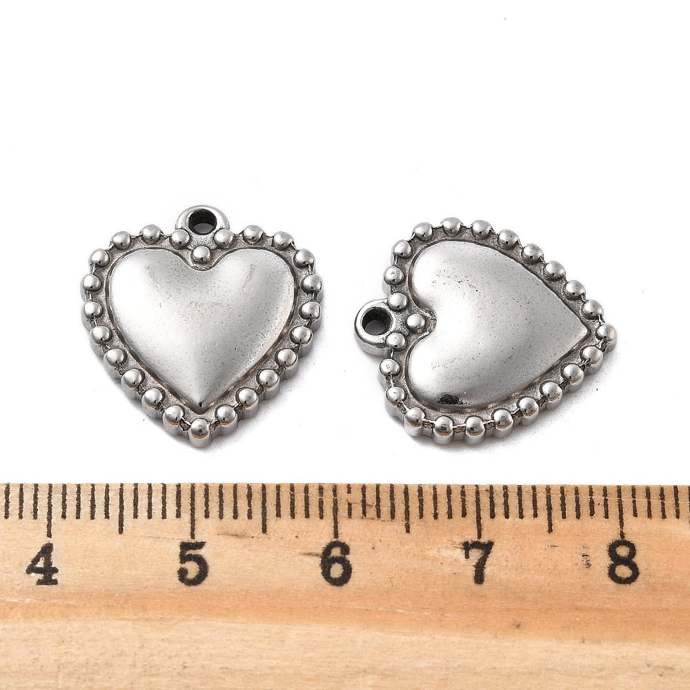 Silver Puffed Heart Charm