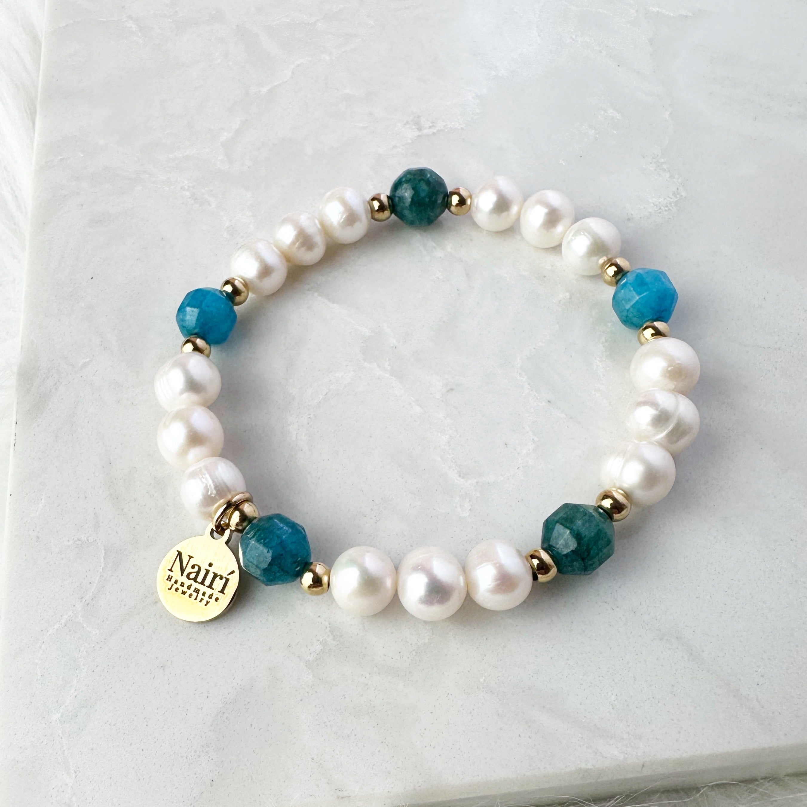 Blue and Pearls Bracelet
