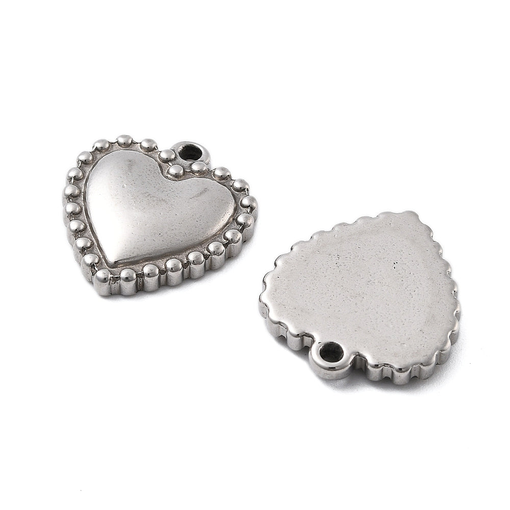 Silver Puffed Heart Charm