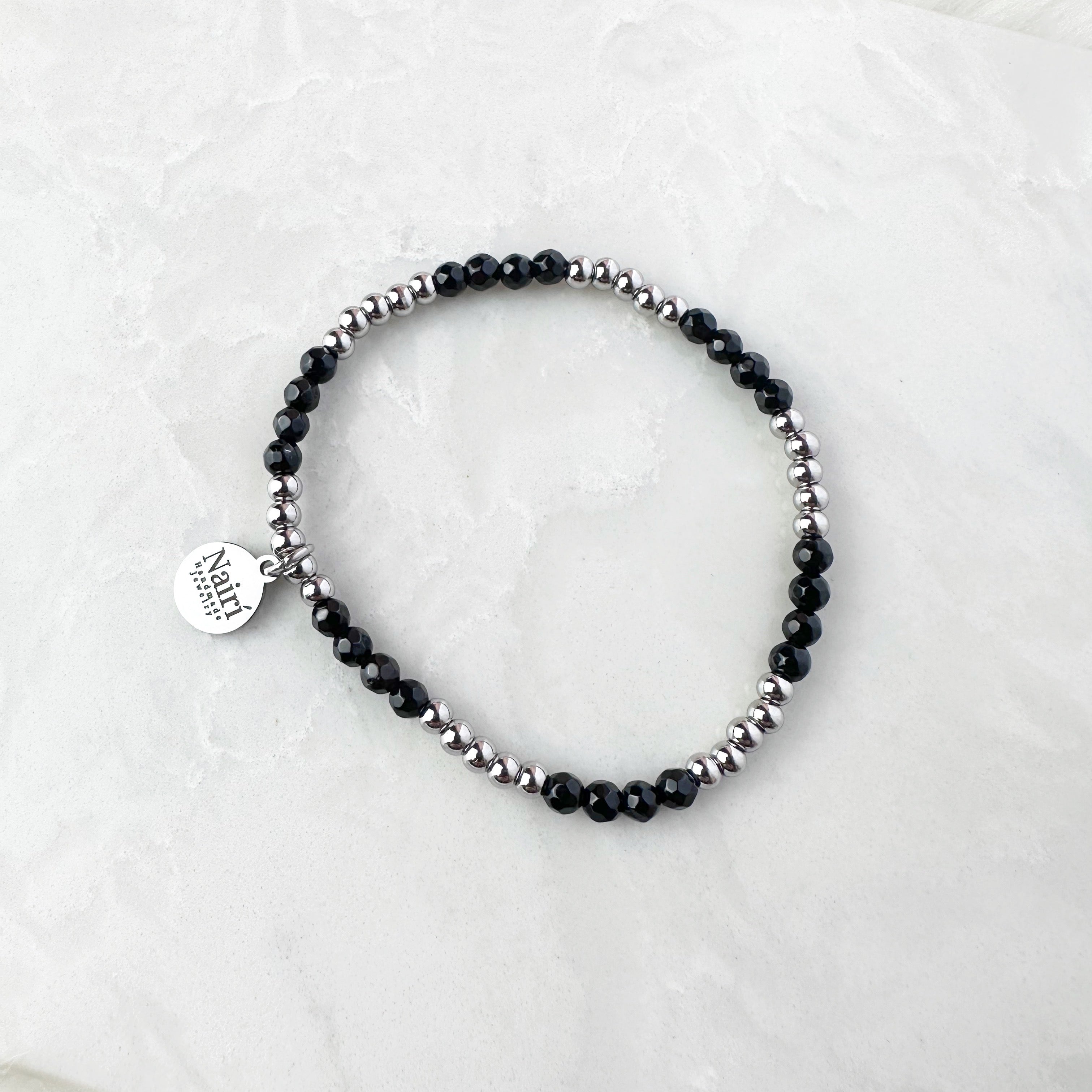 Black Stackable Gemstone Bracelet