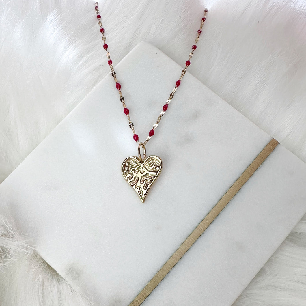 Gold Hammered Heart