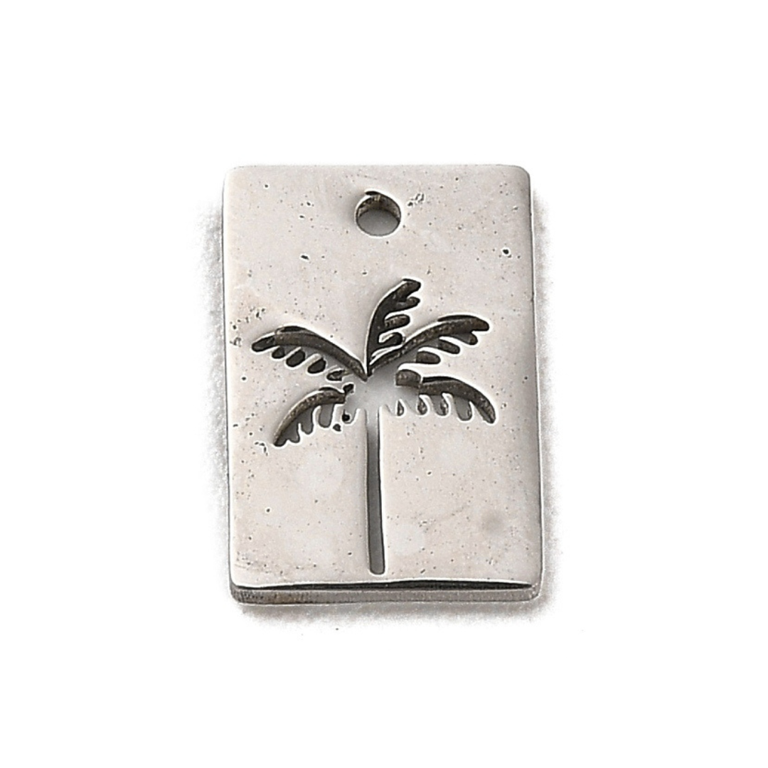Palm Tree Silver Charm