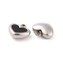 Load image into Gallery viewer, Petite Black and Silver Heart Charm
