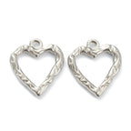 Hollow Outlined Heart Silver Charm
