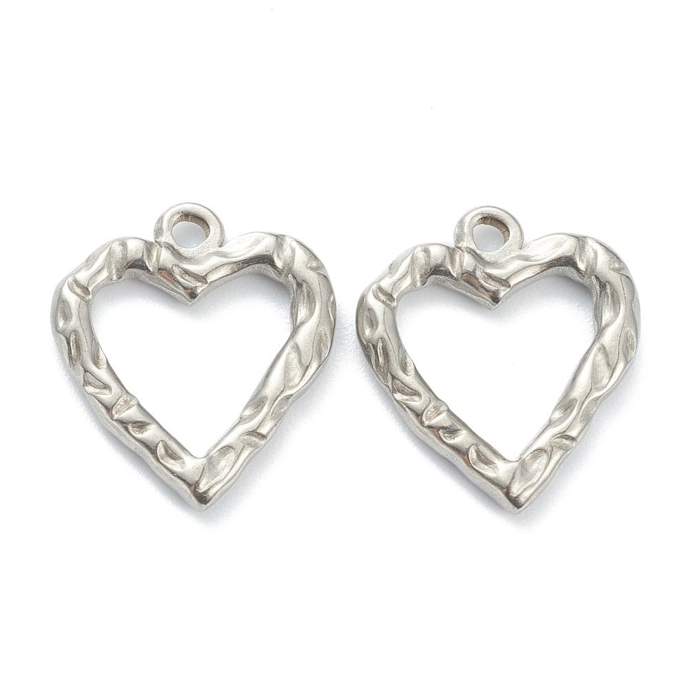 Hollow Outlined Heart Silver Charm