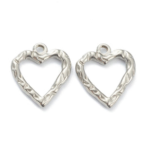 Hollow Outlined Heart Silver Charm