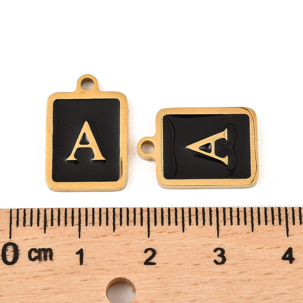 Enamel Black Initials Charm