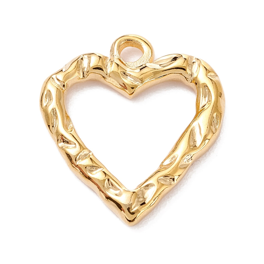 Hollow Outlined Heart Gold Charm
