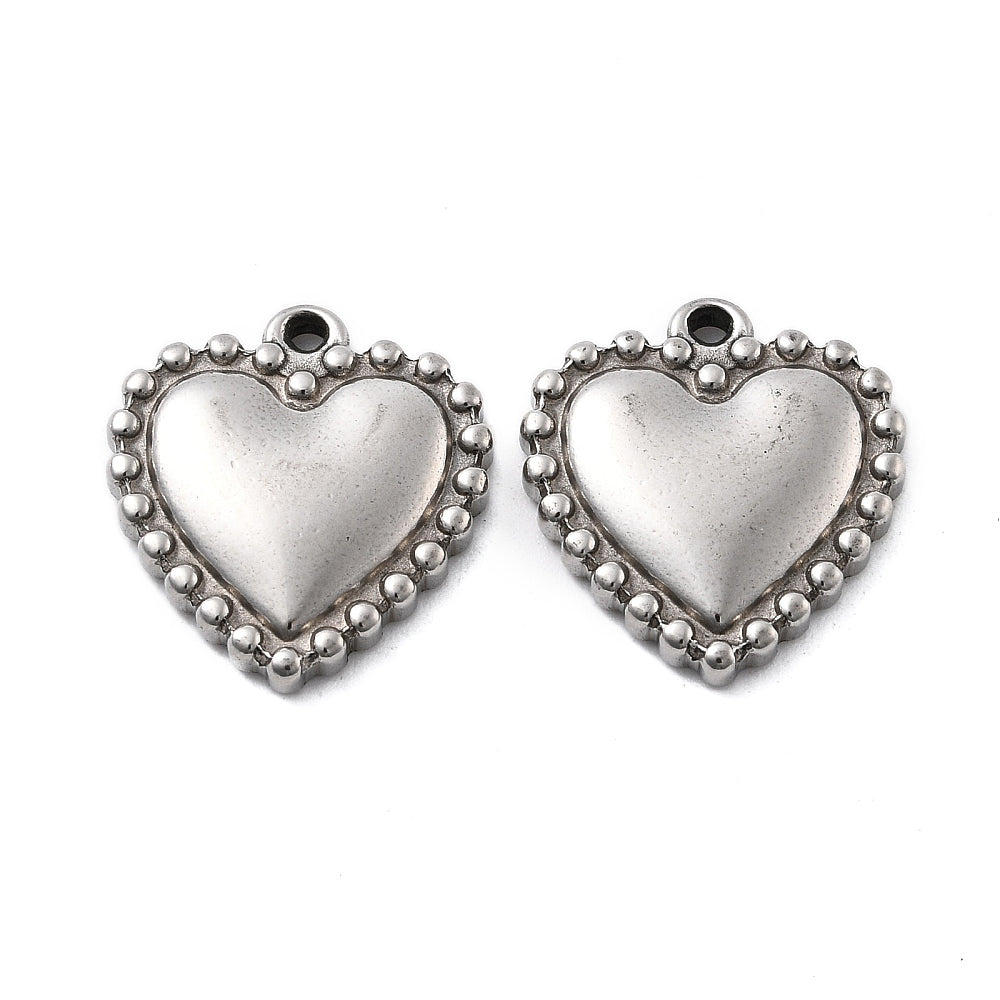 Silver Puffed Heart Charm