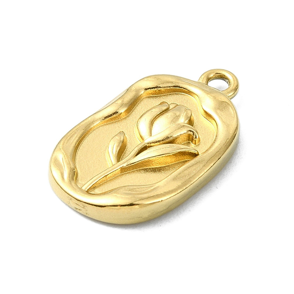 Gold Oval Tulip Charm