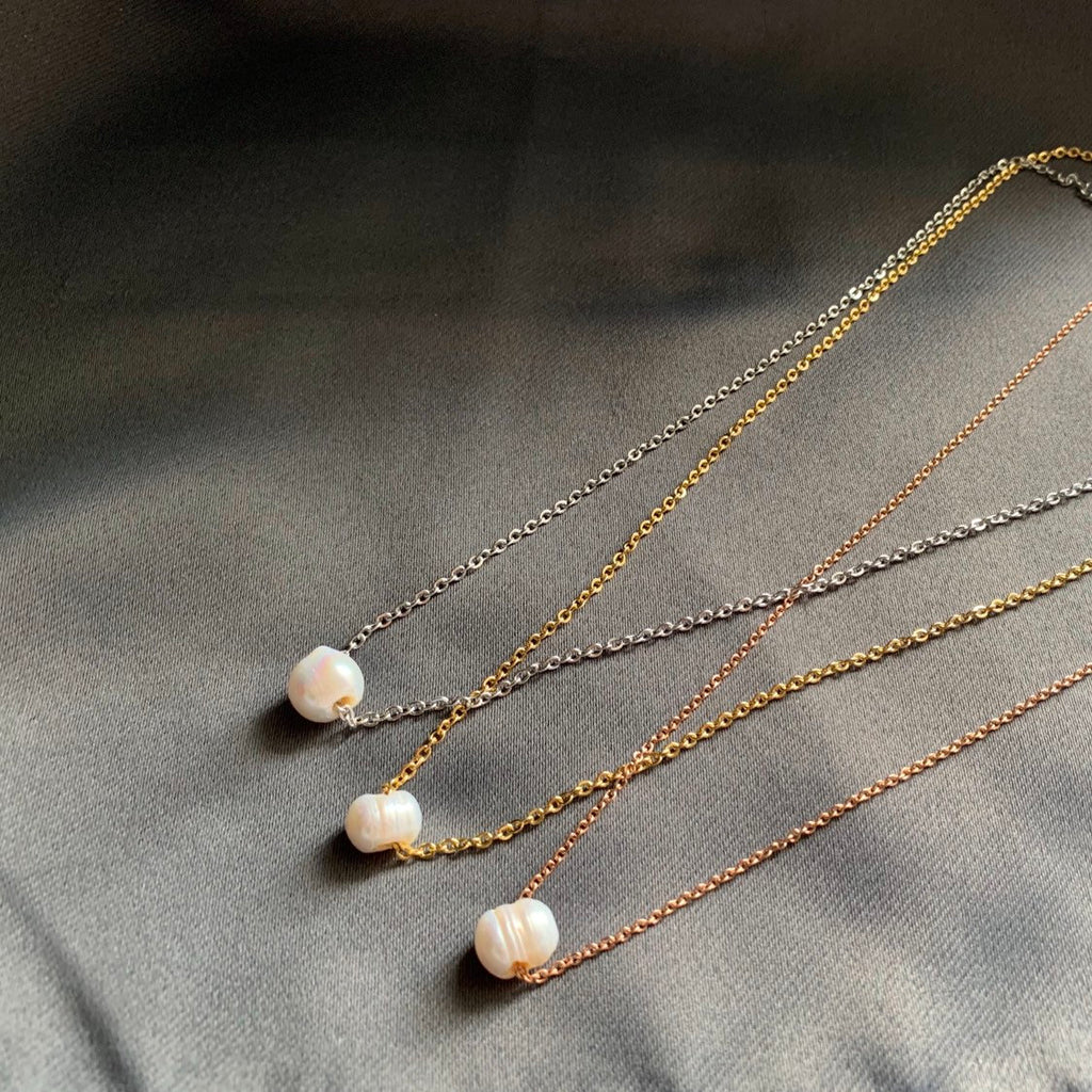 Single Pearl Necklace ; Fresh Water Pearl;