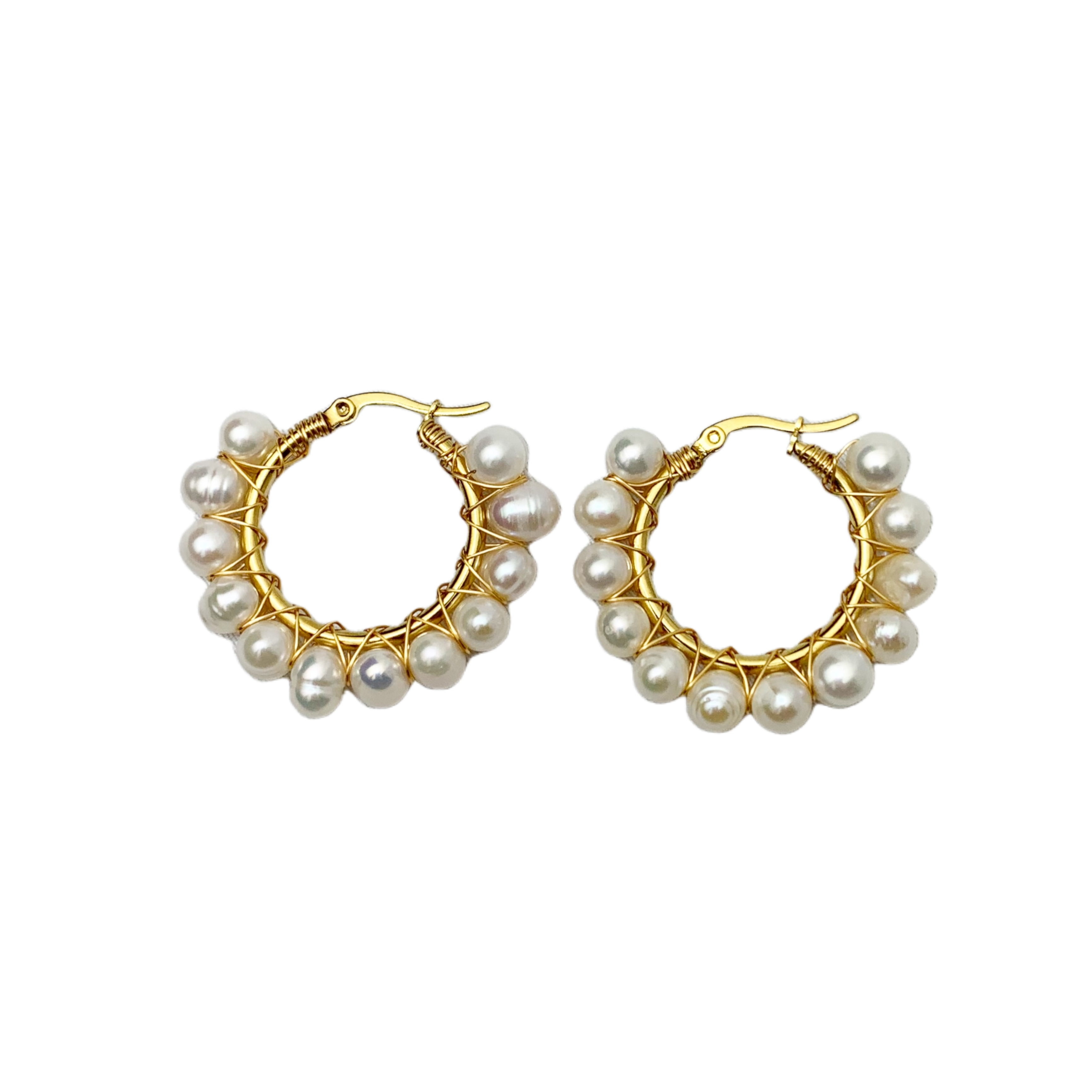 Small Pearl Hoops