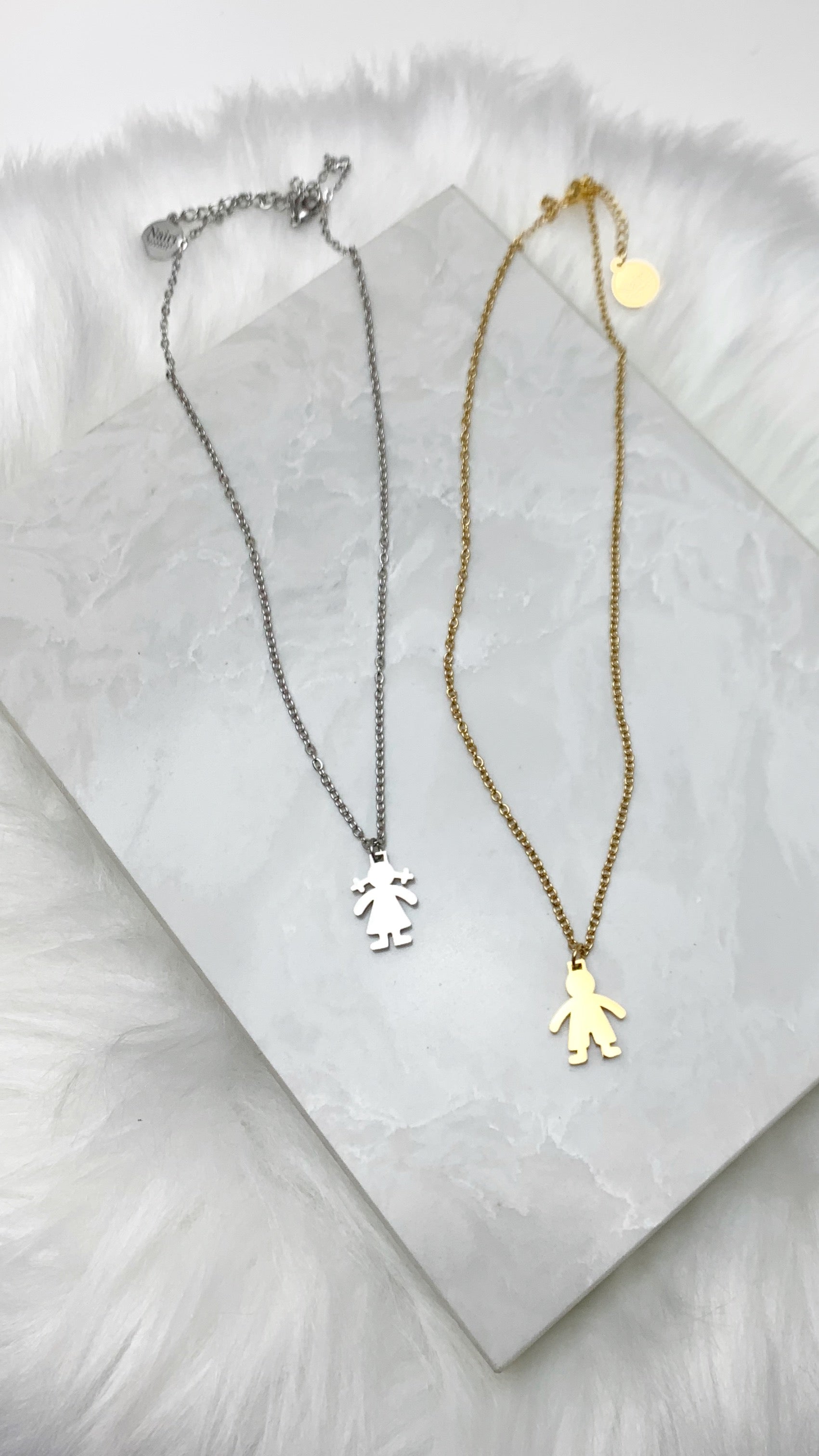 Children Silhouette Pendant Necklace