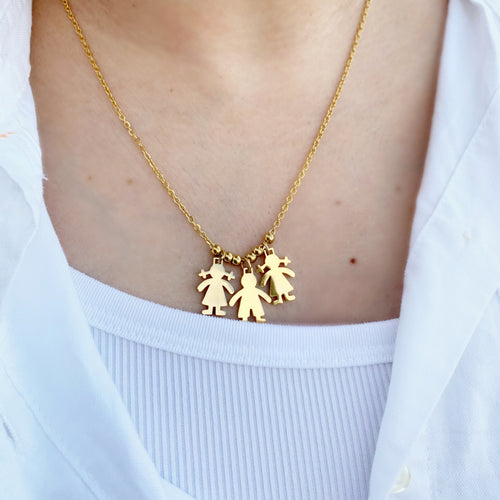 Children Silhouette Pendant Necklace
