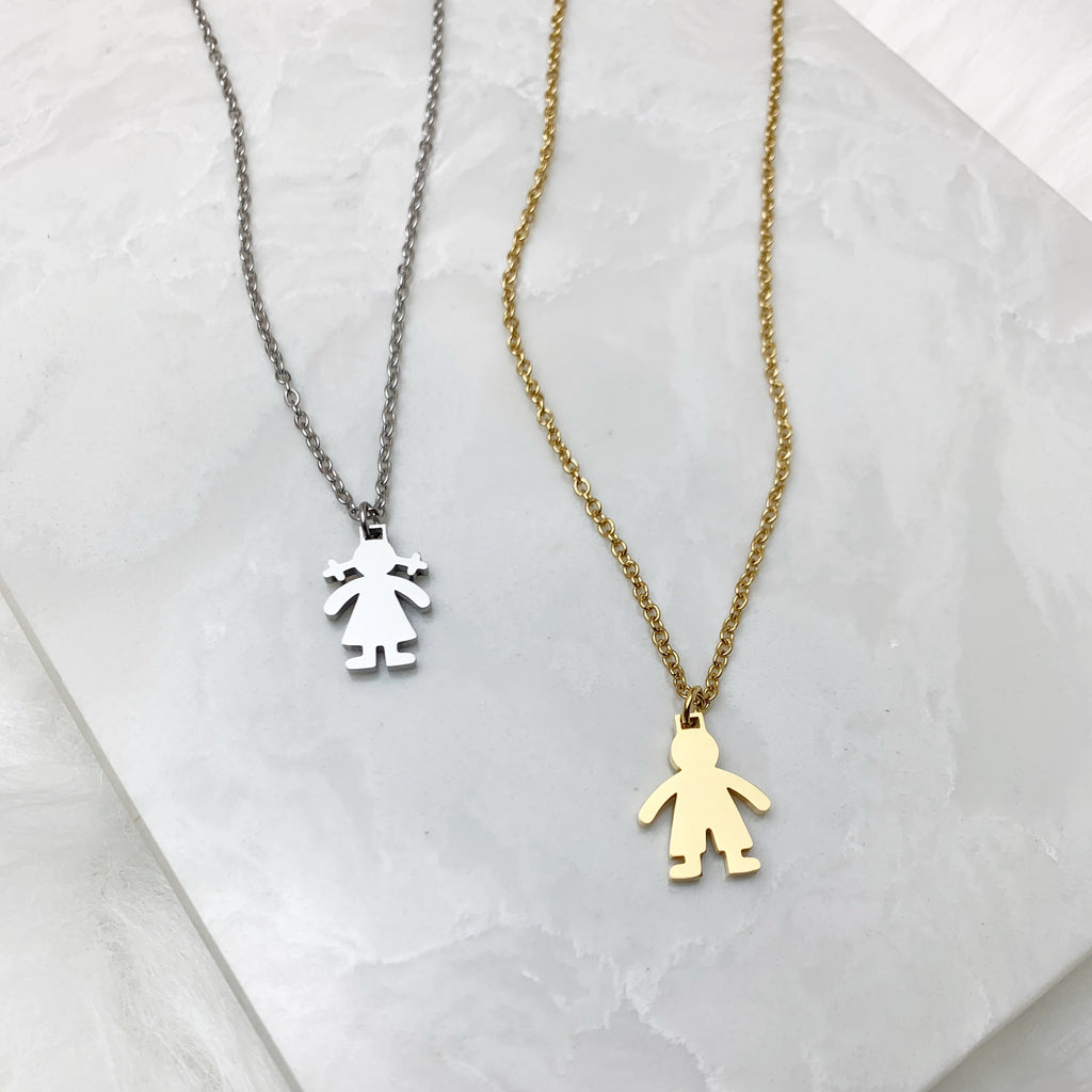Children Silhouette Pendant Necklace